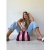 Kabelka clip pruhy bordo