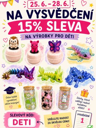 🎓✨ VYSVĚDČENÍ SI ZASLOUŽÍ ODMĚNU! ✨🎁 Od 25. 6. do 28. 6. pro vás máme 15 % slevu na všechny výrobky pro děti. ❤️ Stačí v...