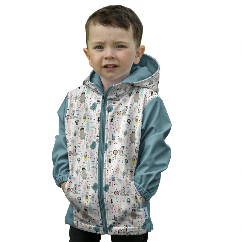922022 softshellová dětská bunda Mishino zvířátka se šedou 771004 mladší
