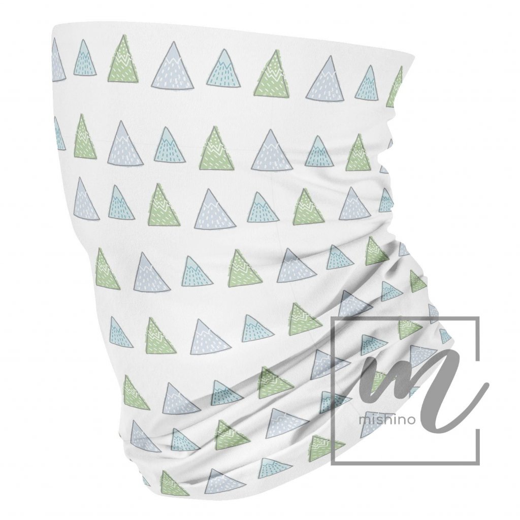 Nákrčník dětský Trojúhelníky zeleno modré