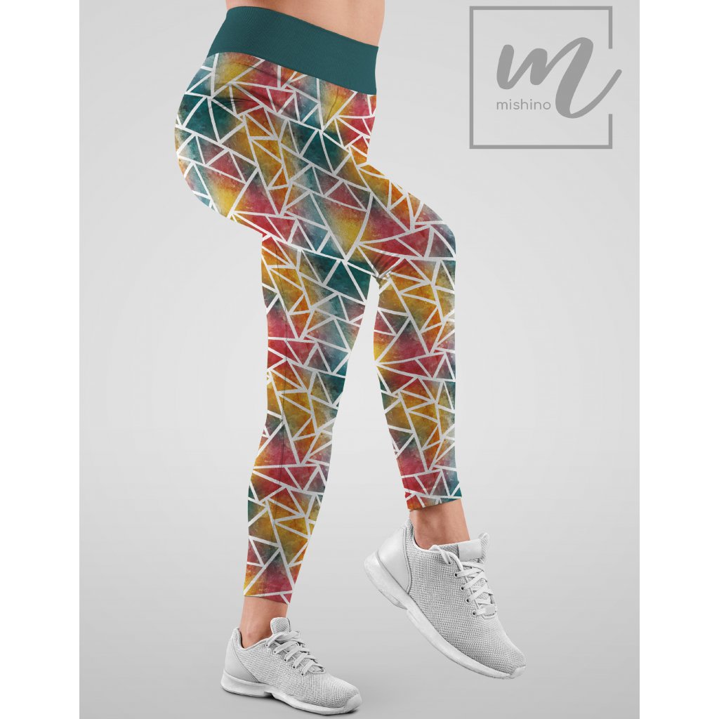 901098 legíny MISHINO vzor TROJÚHELNÍK 756034 trojúhelník duha m