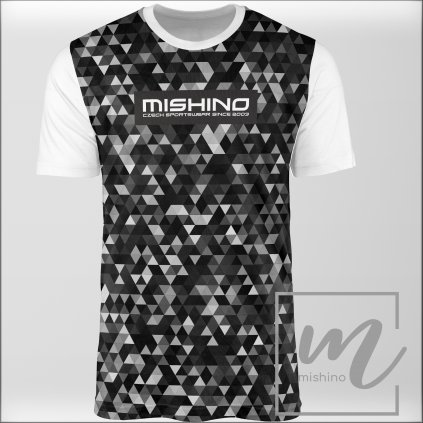 904020 1 pánské funkční tričko Mishino trojúhelníky černé bílé rukávy PD