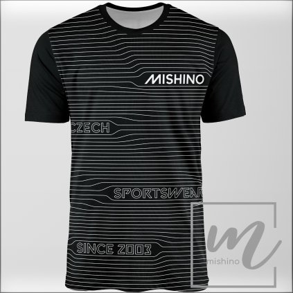 904021 1 pánské funkční tričko Mishino vlnění bílé na černé PD