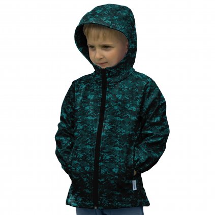 922023 softshellová dětská bunda Mishino vzor 731157 maskáč camouflage pixel zelený starší