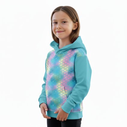 943005 mikina dívčí Mishino LAURA vzor 709047 duhový šupiny mořské panny 2