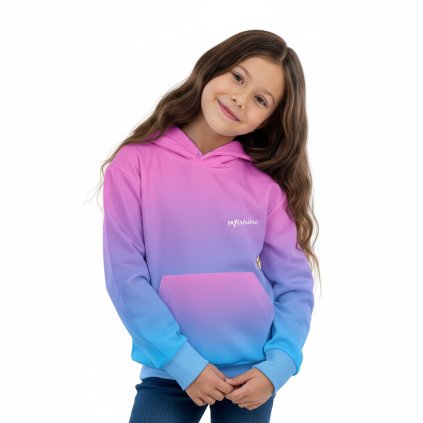 943002 mikina dívčí LAURA vzor 780025 duhové ombré tyrkysovo růžové bílá 1