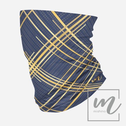 907029 nákrčník vzor 732066 zlaté vlnky na tmavě modré