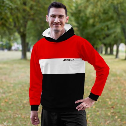 911003 mikina klokanka OLIVER DOLO červeno bílo černý pruh