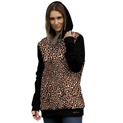902050 dámská mikina ELIS s kapucí vzor 764209 leopard mocha mousse mock up PD