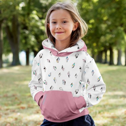 943021 mikina dívčí LAURA vzor 763161 zimní diamant s růžovou pozadí