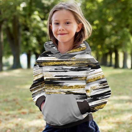 943022 mikina dívčí LAURA vzor 701002 2 gliter proužky šedá pozadí