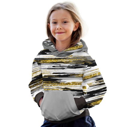 943022 mikina dívčí LAURA vzor 701002 2 gliter proužky šedá