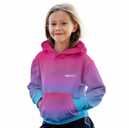 943030 mikina dívčí LAURA vzor 780025 duhové ombré tyrkys malina sytější