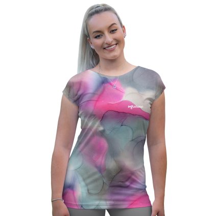 916002 tričko přinechaný rukáv KARIN vzor 710081 2 šedo růžový akvarel PD bila