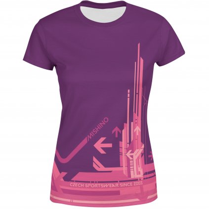 913001 10 dámské funkční tričko Mishino futuristické růžovo fialové PD2