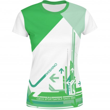 913001 13 dámské funkční tričko Mishino futuristické zeleno bílé motiv II PD2