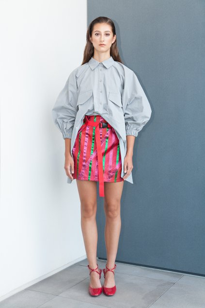 RED / BROCADE skirt short