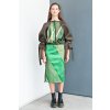 GREEN BROCADE skirt long