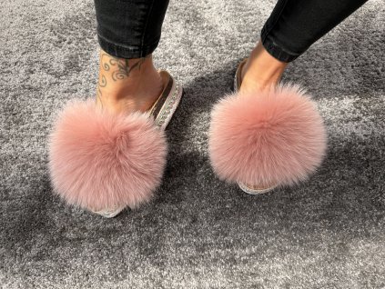 Kožušinové šľapky Pink Blossom