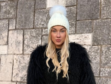 Ivory Wool Pom Hat