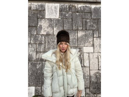 Norková čiapka s líškou Chocolate Mink