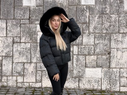 Krátka perová bunda s fínskou líškou Black Fox