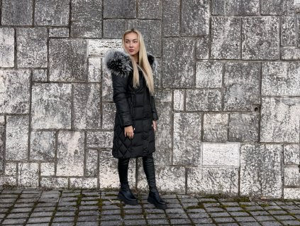 Prešívaná vatovaná bunda s mývalom Snow Top Black