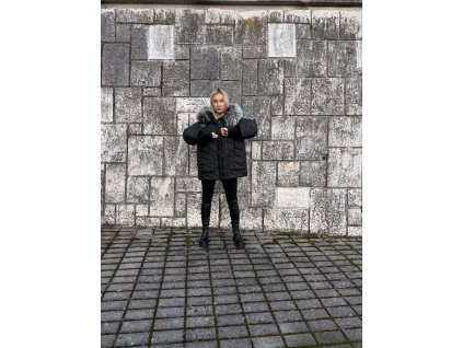 Perová bunda s mývalom Snow Top Black