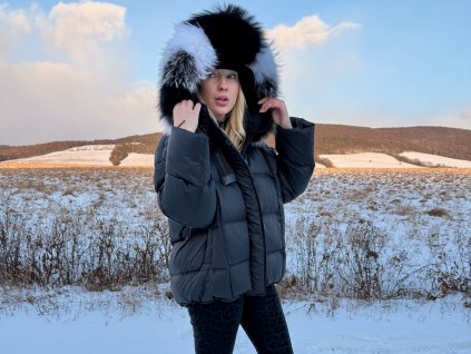 SNOW TOP NOIR – Luxusná páperová bunda s trojkombináciou mývala (UNI)