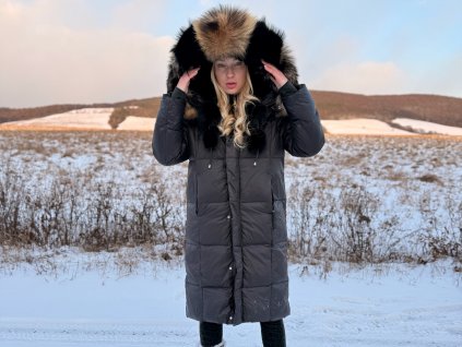 EVERYDAY ICON – Dlhá matná páperová bunda s maxi mývalom