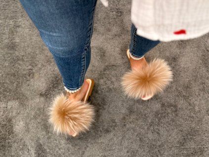 LUNA Beige Fox Slippers