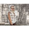 Kožušinová vesta s koženými rukávmi Snow Top Beige Fox