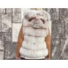 Kožušinová vesta s koženými rukávmi Snow Top Beige Fox