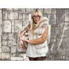 Kožušinová vesta s koženými rukávmi Snow Top Beige Fox