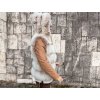 Kožušinová vesta s koženými rukávmi Snow Top Beige Fox