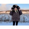 Arctic Chocolate Fur Jacket uxusná páperová bunda s líškou a mývalom (UNI)