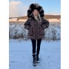Arctic Chocolate Fur Jacket uxusná páperová bunda s líškou a mývalom (UNI)