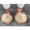 Natural Raccoon Fur Slides Beige Glam