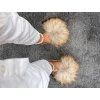 Natural Raccoon Fur Slides Beige Glam