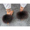 Chocolate Raccoon Fur Slides Luxury