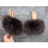 Chocolate Raccoon Fur Slides Luxury