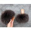 Chocolate Raccoon Fur Slides Luxury