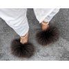 Chocolate Raccoon Fur Slides Luxury