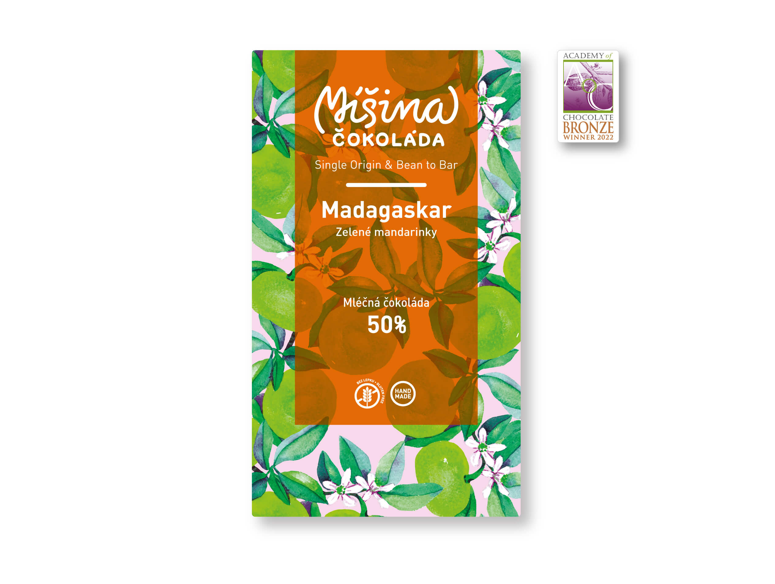 Levně Míšina čokoláda Mléčná čokoláda 50% Madagaskar se zelenými mandarinkami