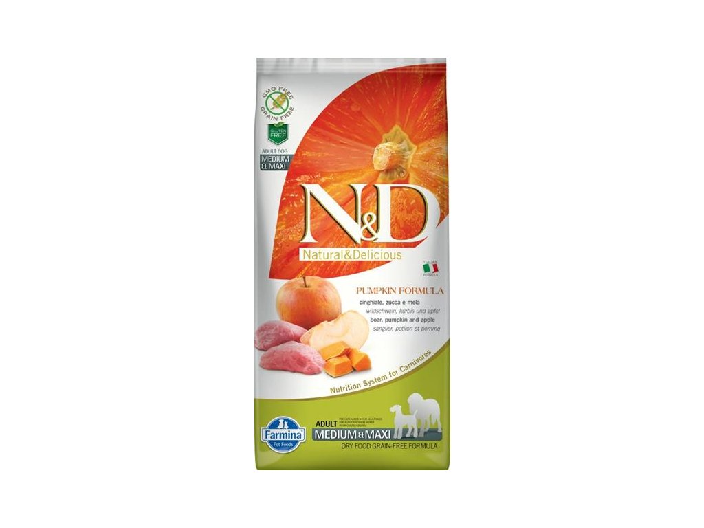 N&D Grain Free Dog Adult M/L Pumpkin Boar & Apple 12 kg