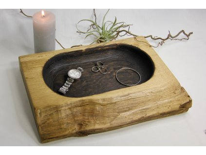 Rustikální dubová mísa opálená