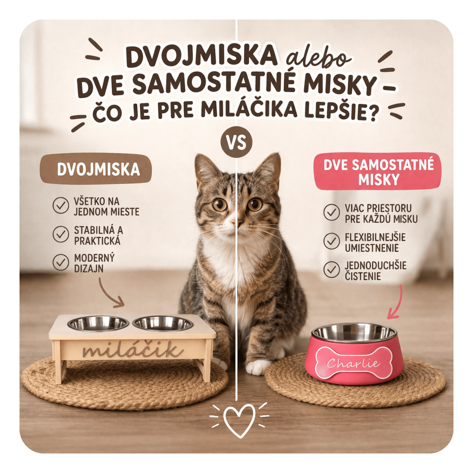 Dvojmiska alebo dve samostatné misky – čo je pre miláčika lepšie?