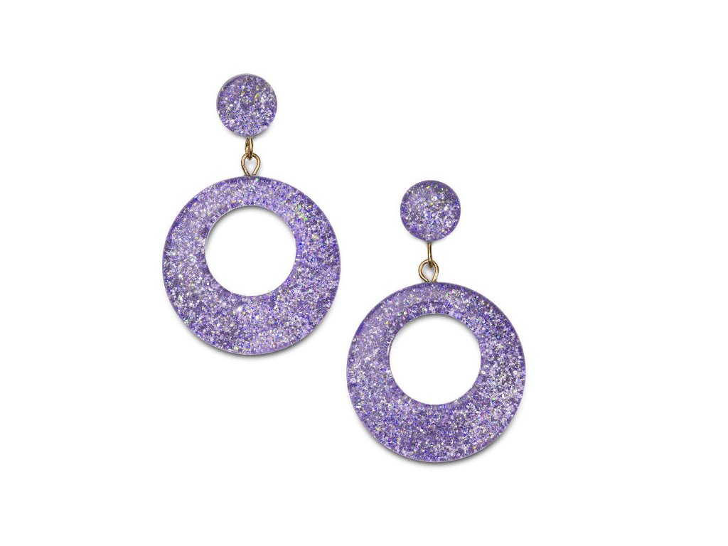 Splendettevintageinspired1950spinupstyleLilacGlitterDropHoopEarrings