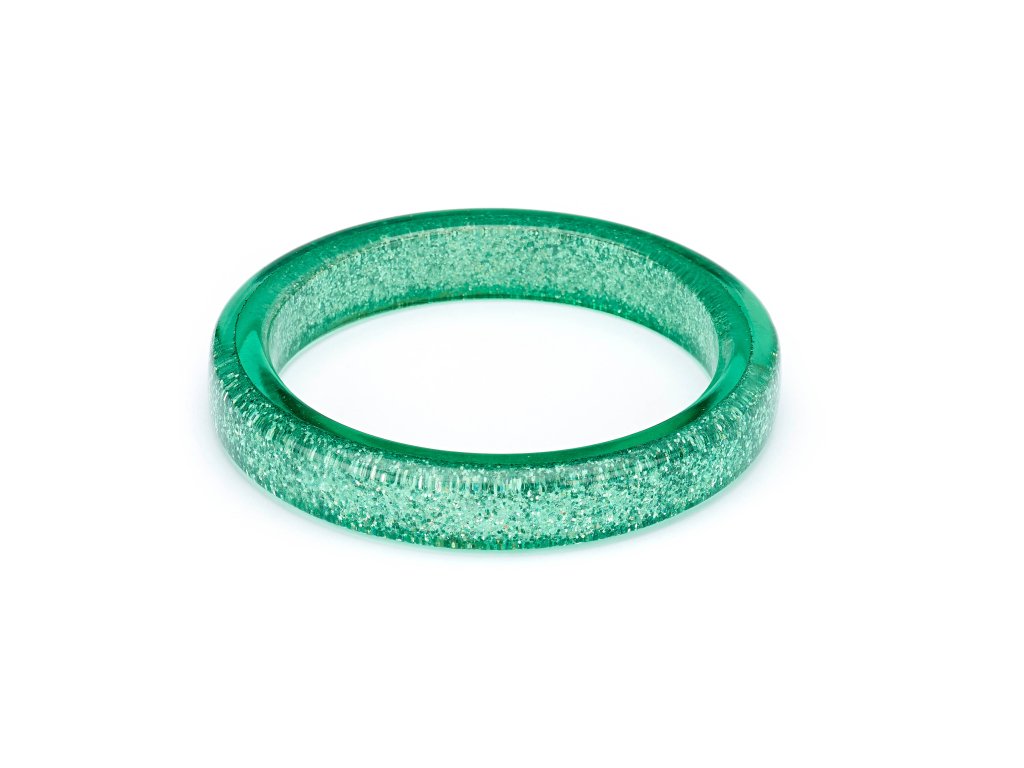 Splendettevintageinspired1950spinupstyleGreenLagoonGlitterBangle