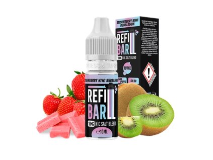 REFILL BAR Salts Strawberry Kiwi Bubblegum 10ml (Nikotín: 20 mg, Objem 10 ml, Príchuť ovocná)